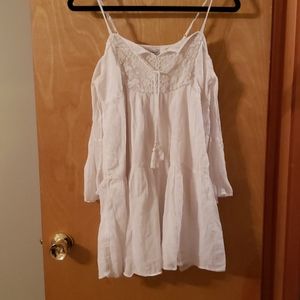 Spaghetti strap off the shoulder dress